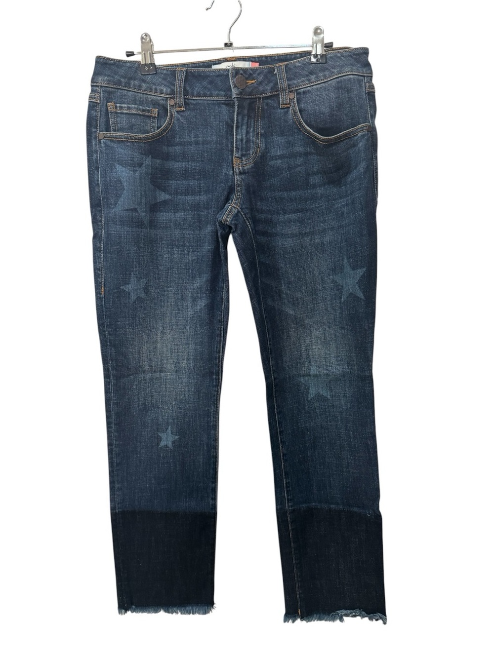 CAbi slim boyfriend Dark Blue Straight Jeans with Star Accents size 2